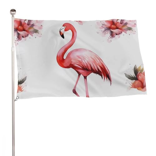 Drapeau de jardin flamant rose durable avec oeillets metal decoration haut de gamme