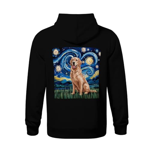 Kids Retro Golden Retriever Night Boys Girls Lightweight Kangaroo Pocket Fleece Hoodies3