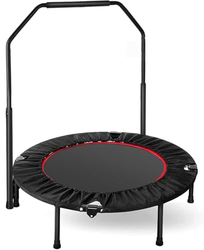 LIFERUN Cama elástica de Interior de 101 cm de diámetro, Plegable, para Adultos y niños, Capacidad de Carga de 150 kg, Altura de pasamanos Ajustable, Entrenamiento de Resistencia,Negro
