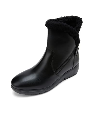 Image of ELLE Women's Ankle Boots with Faux-Fur Trim and Side Zipper Closure