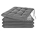 Produktbild Brandsseller 4er Set Stuhlkissen 40x40x5 cm Sitzkissen Polster Stuhlauflage mit Haltebändern Dekokissen für Indoor Outdoor gesteppt - Dunkelgrau
