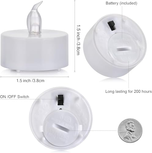 Image of Flameless Tea Lights Candles 50 /100 /150 Packs LED Battery Operated Electric Votive Fake Candles Realistic Flickering and 200+ Hours Long Lasting Bright for Celebrations Festivals (50 Packs, White)