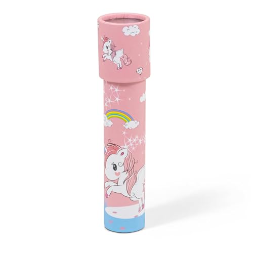 Kaleidoscope Pink or Purple Unicorn Rainbow Design Optical Toy Rotating Cylinder with Magical Pattern Kids Educational Sensory Toy For Ages 3+