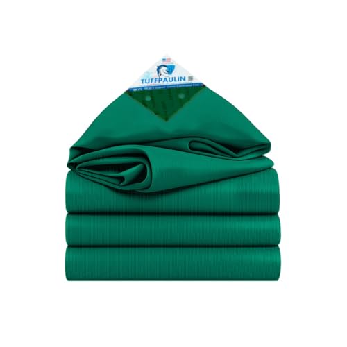 Image of TUFFPAULIN 24FT X 18FT 120 GSM Green Tarpaulin Tirpal Tadpatri Tharpai Thadika Extra Strong, Reinforced Eyelets, UV Resistant, 100% Waterproof, Virgin, 6 Layer MLCL 3D Rib Technology-1 No., Plastic