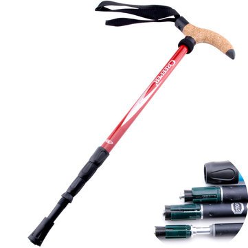 Generic Outdooors Ultralight Aluminum Stick Climbing Curved Cork Handle 4 Section Alpenstoc