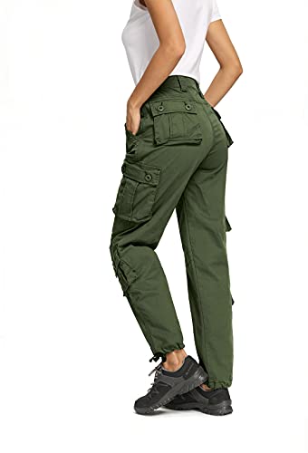 Raroauf Womens Cargo Pants, Casual Military Combat Work Hiking Pants With 8 Pockets Army Green Us 10 #TOP3