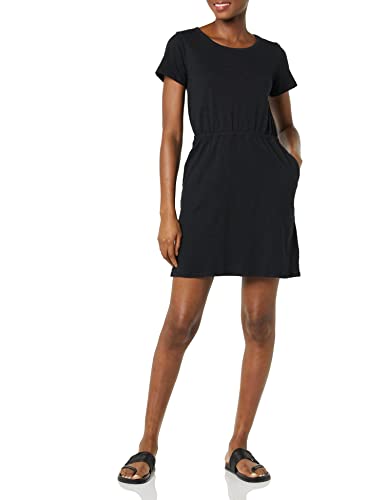 Amazon Essentials Women's Short Sleeve Elastic Waist Cotton Jersey Minidress, Black, Small #TOP29