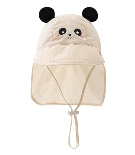 AYNKH Bebe Muslin Peaked Cap, Sombrero Sol con Protección Cuello y Orejas, Protección UV (UPF 50+) Gorra Unisex para bebés y niños, 38-46 cm, rosa, Talla única