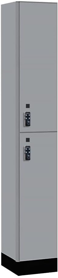Salsbury Industries 42165WF-R 12 in. Wide Premier Wood Locker - Double Tier - 1 Wide - 6 ft. High - 15 in. Deep - Winter Fog - Resettable Combination Locks