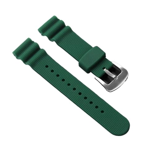 Cong Yi 22mm ラバーシリコンウォッチバンド セイコー No.5 SKX009 プロスペックス ウォーターゴースト 缶詰 メンズ スポーツ 防水 リストバンド アクセサリー(Army green-vertical)