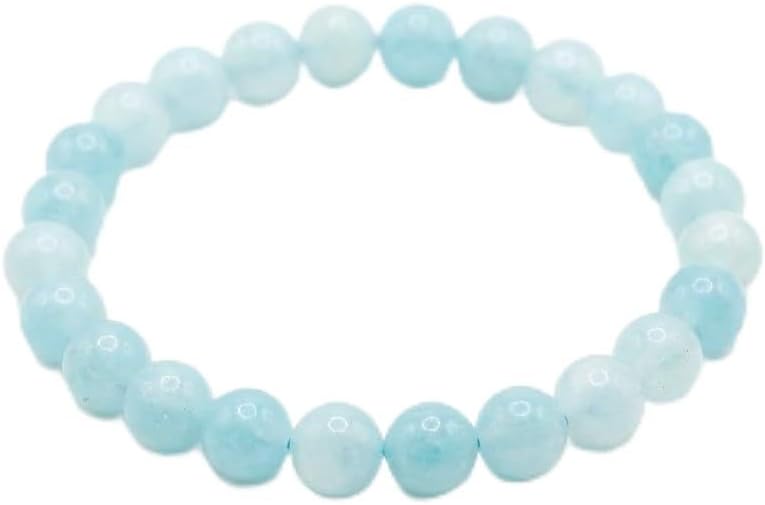50.The Vida Handmade AAA+ Quality Crystal Stretch Elastic Bracelet - Nature Gemstone - Crystal of Aquamarine 8mm - Jewelry Gift - Holiday Gift - For Women & Men