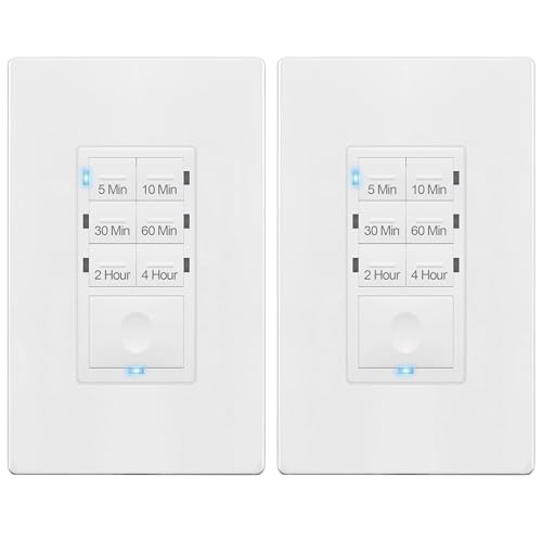ENERLITES 4-Hour Countdown Timer Switch, 5-10-30-60 Min, 2-4 Hour, for Bathroom Fans, Lights, 120VAC...