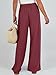 Caracilia Women Wide Leg Palazzo Pants Summer High Waist Flowy Casual Trousers Loose Lounge Beach Travel Vacation Clothes Rust Red Large