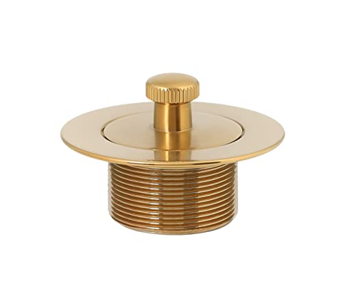 100% Brass Lift And Turn Bathtub Drain Set W/Overflow Plate - Drain Conversion Kit - Fits All Bathtub Sizes - Universal Fine/Coarse Thread - Designed & Tested In America (Brushed Gold) #TOP3