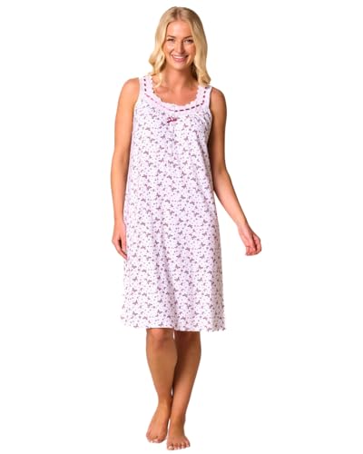 Suzy & Me Ladies 100% Cotton Jersey Strappy Nightdress (PLUM 18-20)