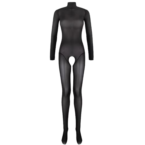 RUIBAVYA Damen Bodystocking Rollkragen GanzköRper Strumpfhose Strumpfhose GläNzend Nylon Bodysuit