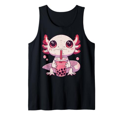 Axolotl Boba Bubble Milk Tea Anime Niños Niñas Niños Mujeres Hombres Camiseta sin Mangas