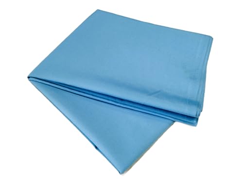 Image of Puff Poly Cotton Plain Fabric (2.5 Mtrs) | Mercerised Dyed Solid Unstitched Dress Material | Cloth for Kurti, Palazzo, Tops & Shirts | Garment Stitching Fabric | Width 89 cm | Sky Blue