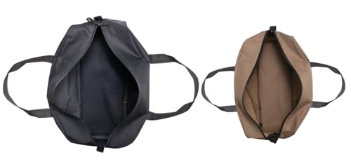 Custom Leathercraft1107 2 Pack Medium and Large Utility Tote Bag Combo,Black/Beige