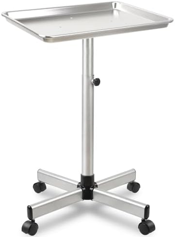 Salon Señor Salon Tray Cart,TattooTray on Wheels,Hair Color Tray,Silver