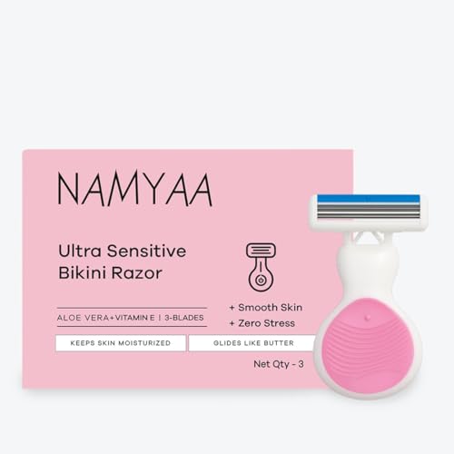 Image of Namyaa Ultra Sensitive Bikini Razor for Women | 3 Blade Precision | Smooth & Painless Hair Removal | Curve-Friendly Design | No Cuts & No Irritation | Long-Lasting Smoothness | Pack of 3