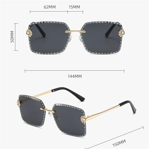 willochra Rectangle Crystal Rhinestone Sunglasses for Women Sparkling Rimless Female Trendy bling Diamond Sunglsses4