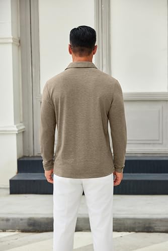 COOFANDY Mens Long Sleeve Polo Shirts Button Casual Tee Collared Work Pullover Shirts4