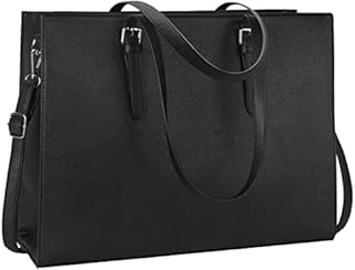 Aucuu Laptop Bag for Women, 15.6-inch Handbags PU Leather Tote Bag, Large Shoulder Bag Ladies Briefcase for Business, Work, School and Shopping - Black Work Bag for Men Women, 43 x 31 x 15cm
