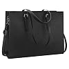 Aucuu Handtas, shopper, laptoptas, voor 15,6 inch laptop, licht, PU-leer, zwart, zwart, 1