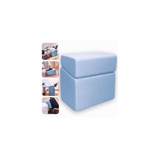 Blue Adjustable Foot Rest for Under Desk at Work – Ergonomic Memory Foam Footrest Pillow with Washable Cover, DIY Height Adjustment for Office Chair, Gaming&Home Use (Sky Blue)