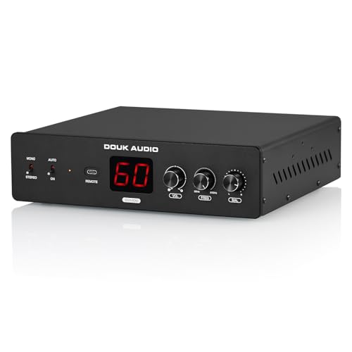 Douk Audio 230W Bass Shaker Amplifier: Bridgeable Stereo/Mono Subwoofer Power Amp with Wired Remote for Home Theaters/Gaming Chairs/Sim Racing Rigs [BSA600 V2.0]