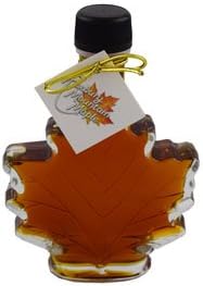 Organic Maple Syrup in Glass Maple Leaf, Roxbury Mountain Maple, 100 Milliliter