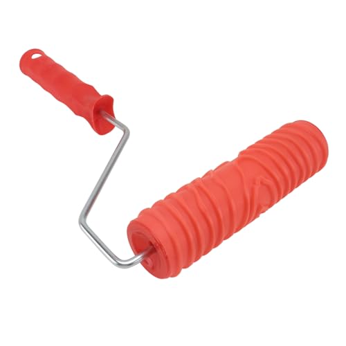 SOPOTUTU Rodillo de Pintura Efecto Madera Rojo con Mango Plástico para Decoración de Paredes DIY Resistente y Duradero