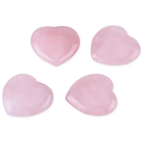 4pcs Rose Quartz Carved Heart-shaped Pink Love Worry Stone Carved Heart-shaped Pink Crystal Healing Stone Semi-precious Gemstone Decoration Cover