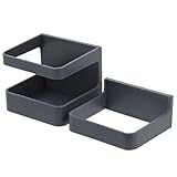 CANIGHT Soporte de Pared para Paraguas 2 Piezas sin Perforaciones Gris y Negro, Estante Organizador Desmontable Recogedor de Agua, Ahorro de Espacio para Hogar, Oficina y Pasillos