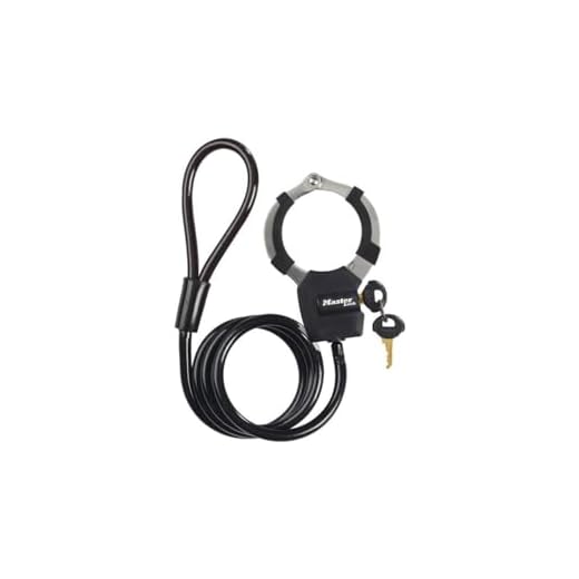 Master Lock Bike Lock Cable with Cuff, Key, 1000 x 80 x 27 mm, for Bike Scooter Quad Stroller