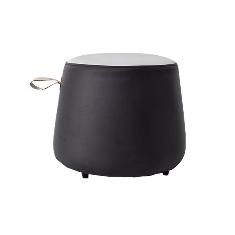Repose-pieds en cuir de salon : petit tabouret rond bas pour s'asseoir confortablement
