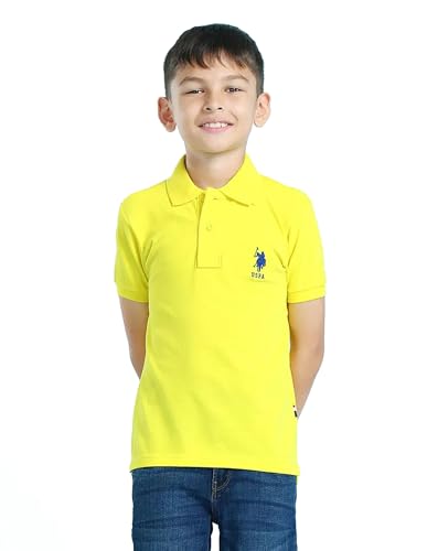 Image of U.S. Polo ASSN. Knitted Boys Polo T-Shirts - Soft Cotton Fabric, Ribbed Polo Collar, Regular Fit T Shirt for Kids