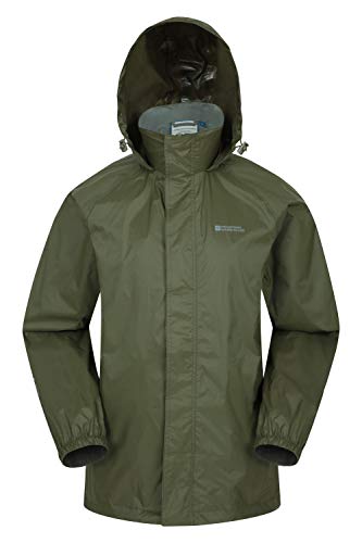 Preisvergleich Produktbild Mountain Warehouse Pakka wasserdichte Herren Jacke zusammenfaltbare Regenjacke Windjacke Kapuze Tragebeutel Camping Outdoor, Frühling Khaki XL