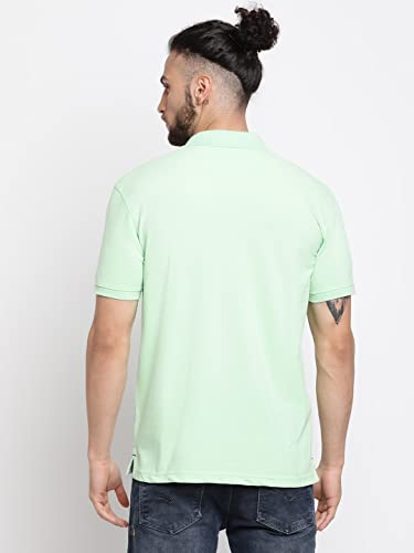 Image of Cantabil Men's Cotton Blend Solid Polo Neck T-Shirt (Regular Fit)