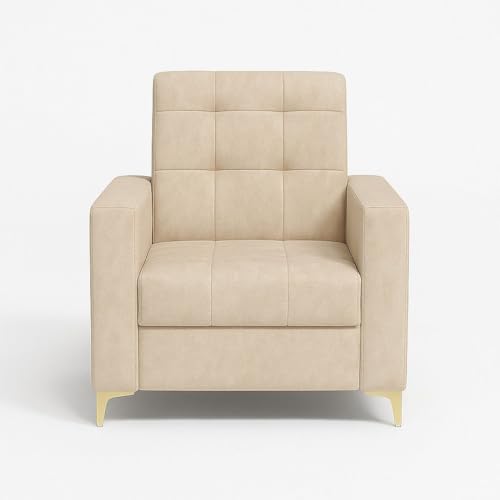 Image of WESTIDO Box Tufted 1 SEATER06 for Living Room, Home & Office | Color- Beige
