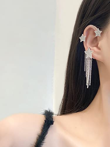 Star Tassel Dangle Earrings & Ear Cuff Set - Birthday Anniversary Gift