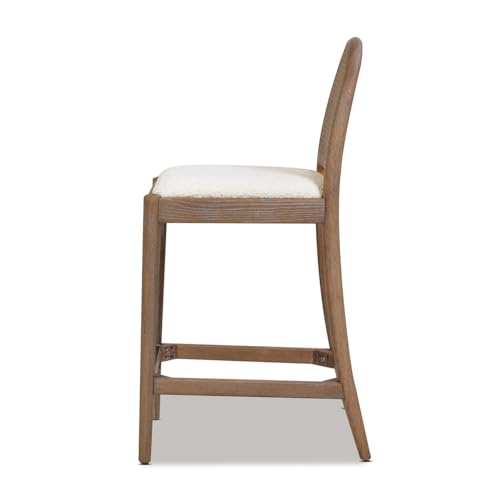 Jennifer Taylor Home Panama 26.5" Curved Back Cane Rattan Counter Stool Set of 2 Ivory White Boucle