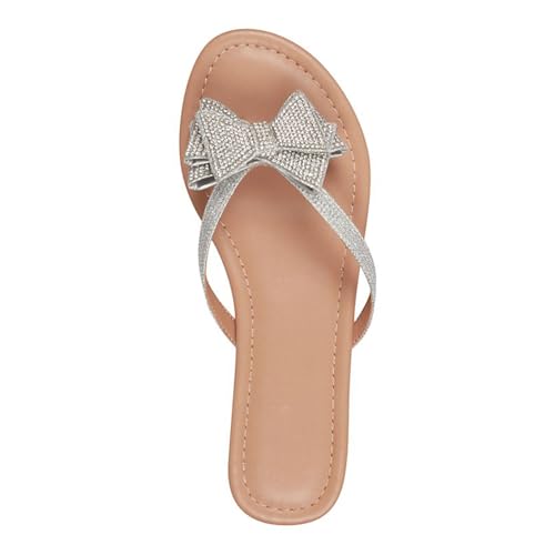 Bow Flat Sandals for Women Flip Flops Sandals Round Open Toe Slip On Thong Sandals Summer Beach Fashion Shoes4