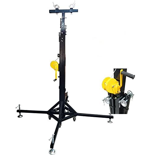 TECHTONGDA Lighting Crank Stand, Crank Up Triangle Light Truss System, Foldable Stage Bracket, Max Height 19ft, Heavy Duty Crank Up Stands with Outriggers, 440 lb Capacity Lighting Crank Truss Stand