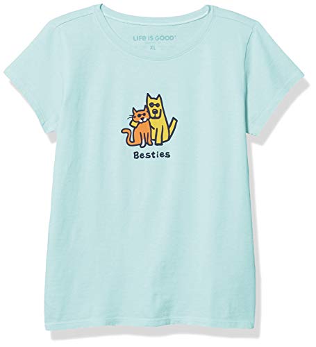 Life is Good Girls Vintage Crusher Graphic T-Shirt, Besties Bermuda Blue, X-Large