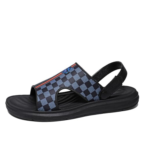 Checkered Sandals for Men Slip On Beach Slides Slingback Wide Platform House Slippers Slingback Strap Waterproof Lightweight No-Slip Chunky Sole Breathable Open Toes Design Summer Casual Walking Shoes