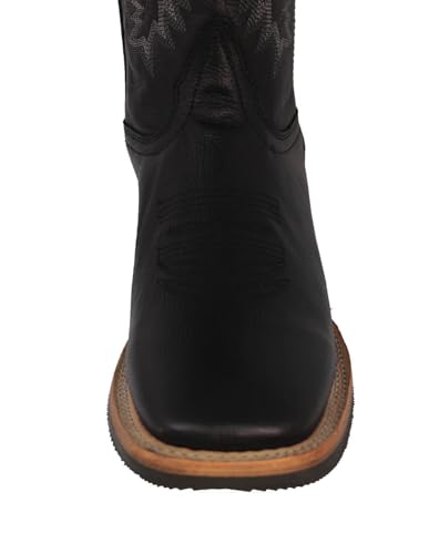 Texas Legacy Mens Black Western Cowboy Boots Rodeo Wear Real Leather Square Toe4