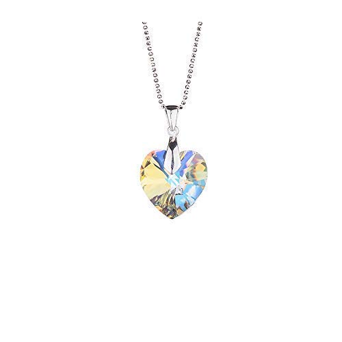 LA SENJA Crystal Heart Pendant Necklace for Women Girls Made with Sparkly Crystal from Swarovski & 925 Sterling Silver Chain 16.5
