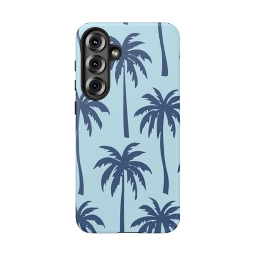 Coque Samsung Galaxy S25 Plus rigide mate bleu motif palmier tropical